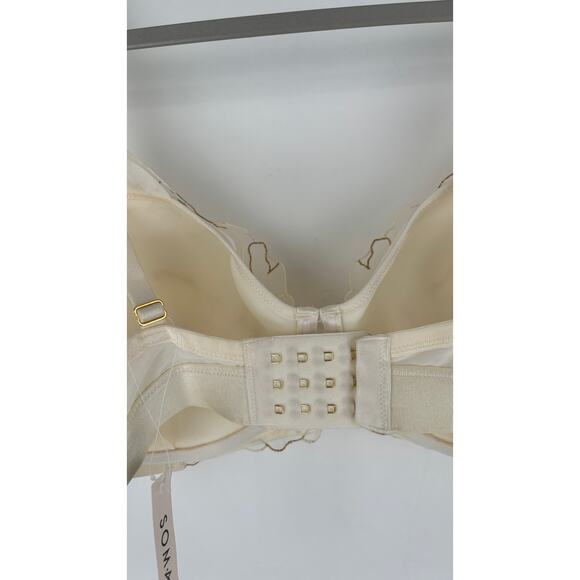 Soma Plunge Bra Linework Metallic Embroidery Womens Size 36DD Champagne Flawed - Picture 6 of 12